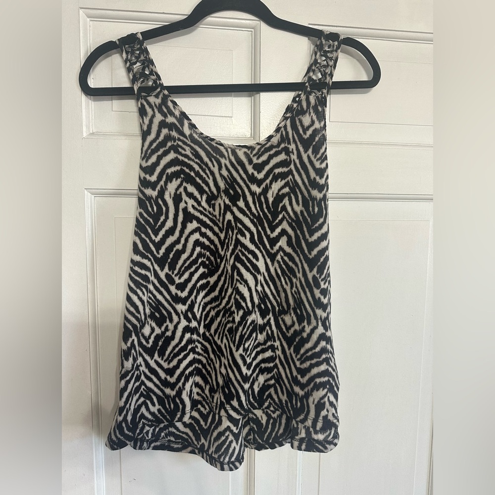 Vintage y2k H&M Black and White Zebra Print Tank Top